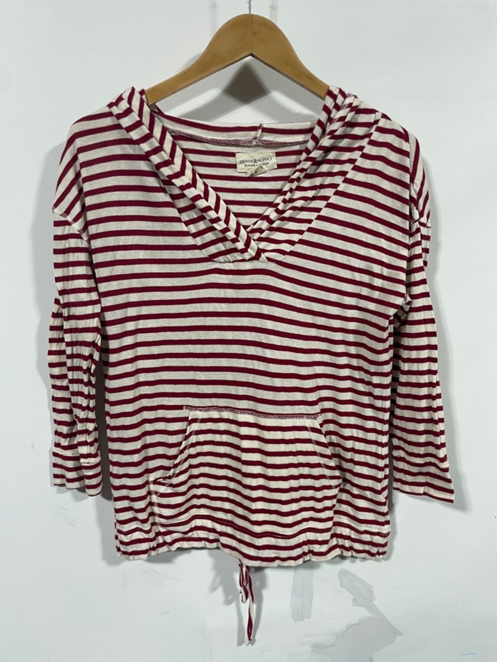 Denim & supply Ralph Lauren Women’s Striped V-Neck Hoodie - Red & White